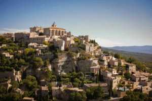 Hilltop village of Gordes at sunset, Luberon, Provence